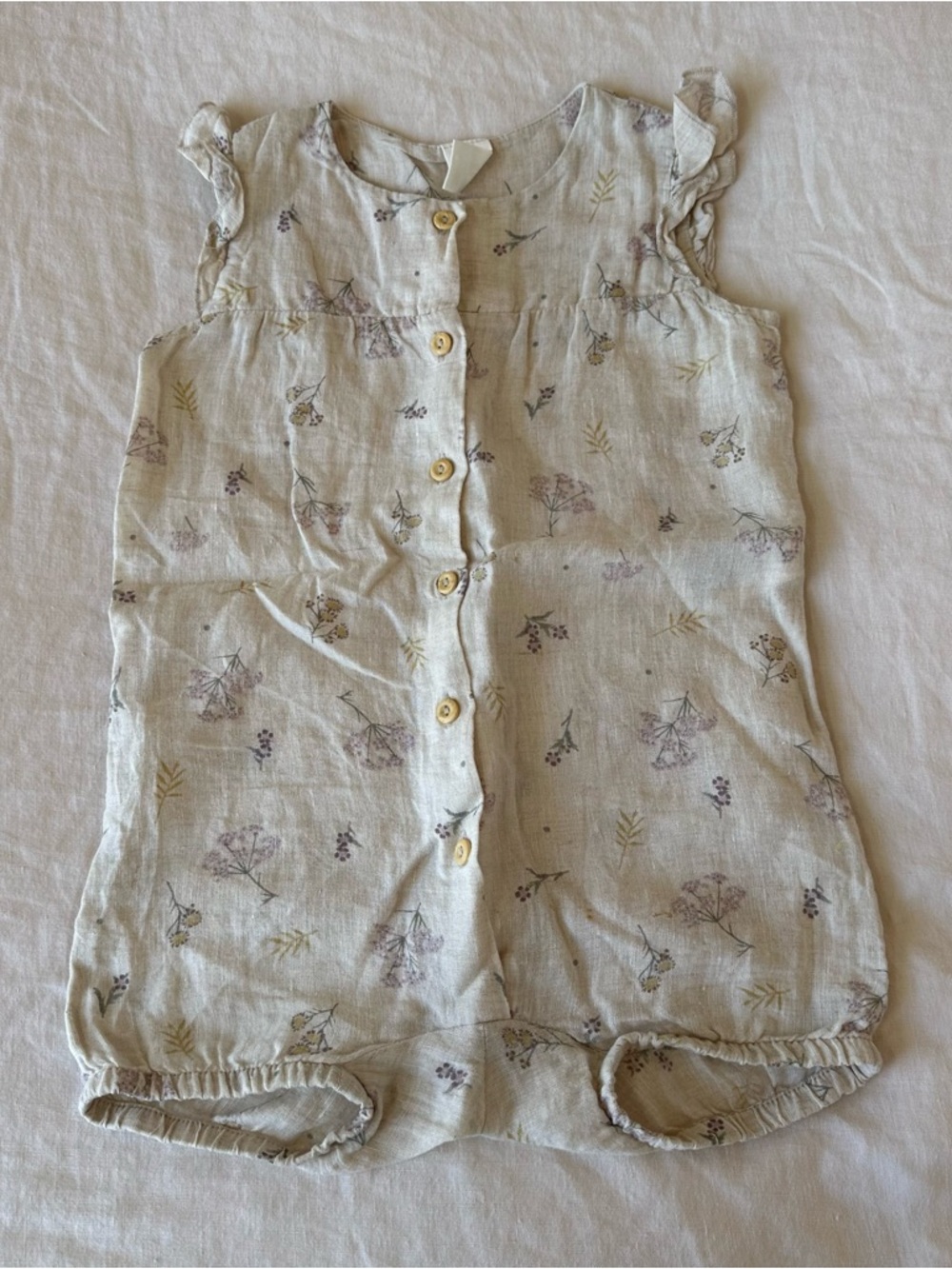 H&M Floral Print Linen Romper 18 Months